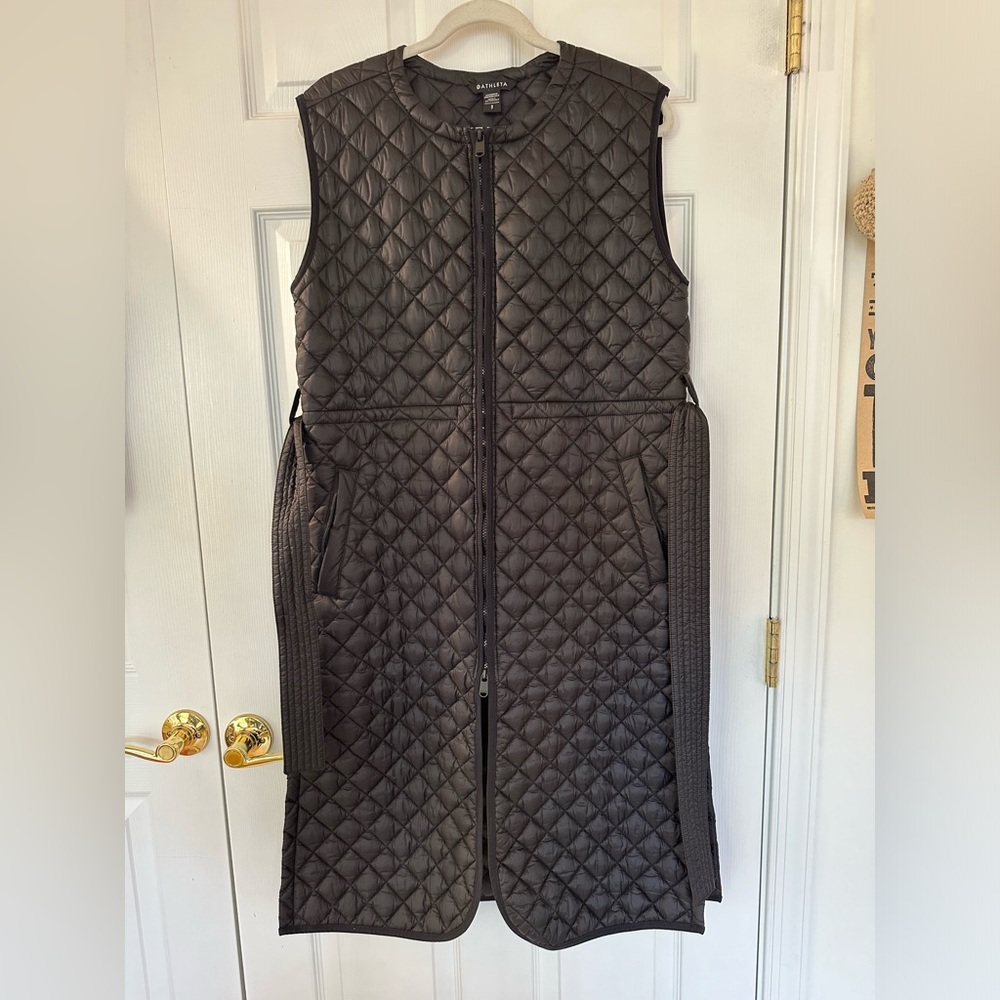 Athleta Whisper Featherless Long Vest, Black, Small, NWOT